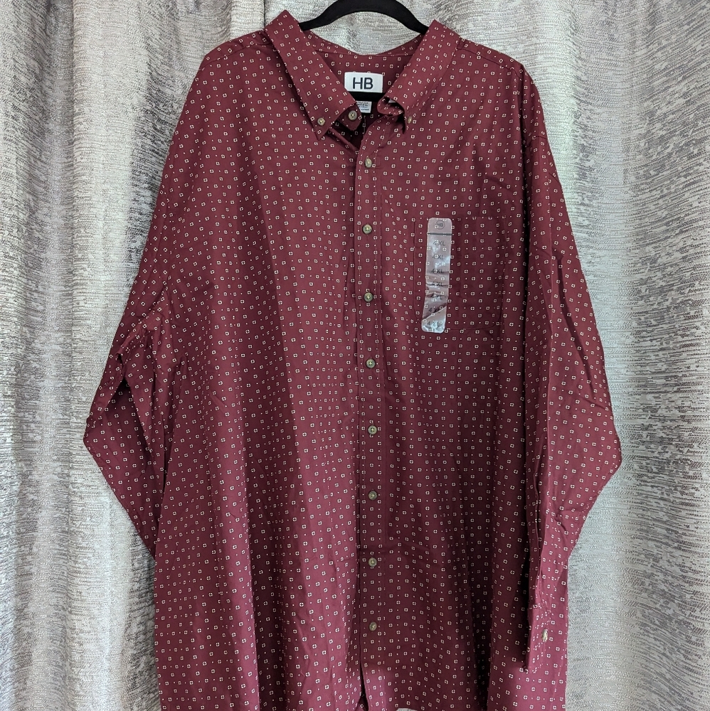 DXL HB Men's Dress Shirt Maroon (4XL) - Picture 2 of 7